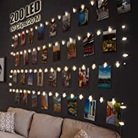 Litogo Clip Cadena de Luces LED- 20m 200 Led Colgar Fotos de Luces 60 Pinzas Para Fotos Fotoclips Guirnalda de Luces…